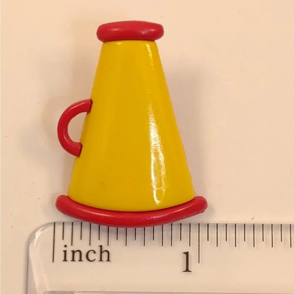 Megaphone Buttons lot of 104 Cupcake Decoration Crafts Yellow and Red